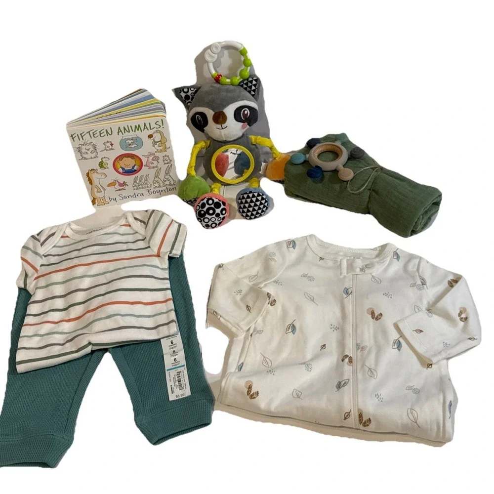 Baby Boy Shower Animal Themed Gift Box, Book,‎ Toy, Outfits & Other Essentials